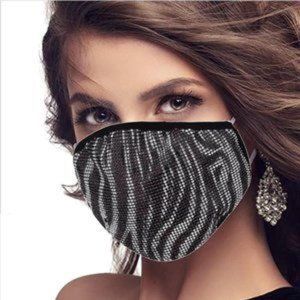 Austrian Crystal Face Mask - Zebra